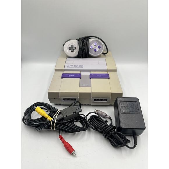 Super Nintendo SNES Console w/ 1 OEM Controller + All OEM Cords - TESTED - Picture 1 of 13